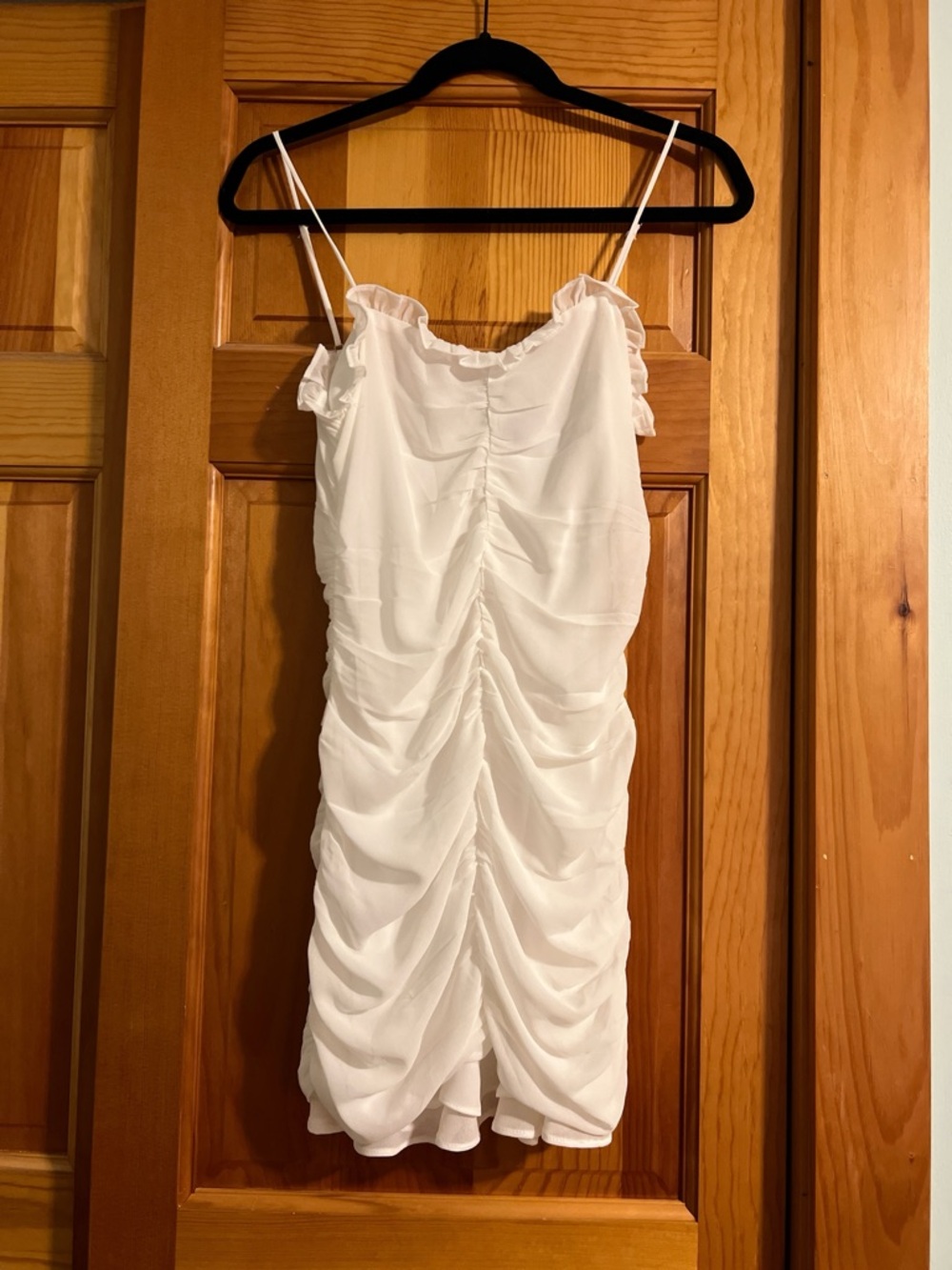 White Ruffle Hem Mini Dress - Picture 2 of 4